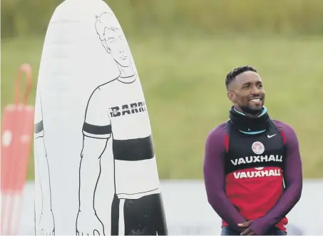  ??  ?? Jermain Defoe flashes a smile in training yesterday.