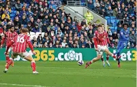  ?? ?? PHIL YER BOOTS: Jaden Philogene hammers home