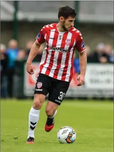  ??  ?? Aaron Barry in action for Derry City.