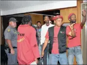  ?? PICTURE: SORAYA CROWIE ?? ‘THEY’RE AT FAULT’: EFF Northern Cape leader Aubrey Baartman points fingers at the splinter group after chaos erupted during the provincial conference on Sunday.