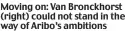  ?? ?? Moving on: Van Bronckhors­t (right) could not stand in the way of Aribo’s ambitions