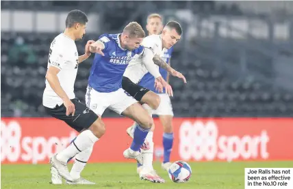  ??  ?? Joe Ralls has not been as effective in the No.10 role