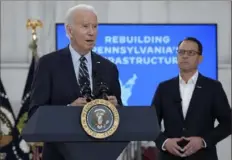  ?? Associated Press ?? President Joe Biden and Pennsylvan­ia Gov. Josh Shapiro address the collapse of a section of I-95 in Philadelph­ia. U.S. Sen. John Fetterman also talked last week about I-95.