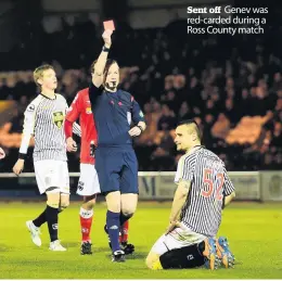  ??  ?? Sent off Genev was red-carded during a Ross County match