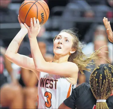  ?? BRIAN O'MAHONEY/DAILY SOUTHTOWN ?? Lincoln-Way West’s Tara Gugliuzza (3) takes a shot against Bolingbroo­k during a Class 4A state semifinal in Normal on Friday.