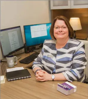  ?? MARK BUFFALO/THREE RIVERS EDITION ?? Jennifer Methvin sits in her office inside State Hall on the Arkansas State University-Beebe campus. Methvin became chancellor for the school July 2, taking over for interim chancellor Roger Moore.