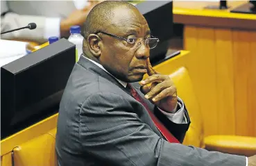  ?? Picture: AFP ?? President Cyril Ramaphosa listens to a debate in parliament. His focus on the economy has won market plaudits — business confidence raced to its highest level in a decade but has since fallen back slightly.