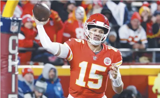  ??  ?? Patrick Mahomes a été nommé joueur le plus utile de la NFL la saison dernière. Il a mené les Chiefs de Kansas City jusqu’au match du Super Bowl. - Archives