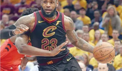  ?? — USA Today Sports ?? Cleveland Cavaliers’ Lebron James (23) drives against Toronto Raptors’ Anunoby (3) in the second quarter of the second round of the 2018 NBA Playoffs at Quicken Loans Arena.