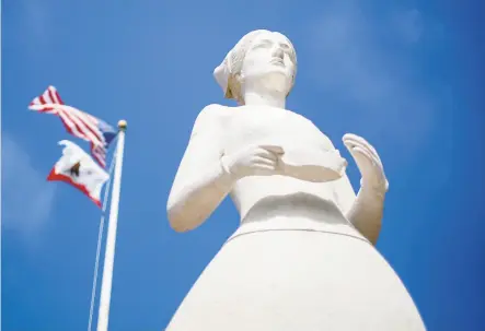  ?? Photos by Nicole Boliaux / The Chronicle ?? One of the two sculptures of real women in San Francisco, the statue of Florence Nightingal­e, stands outside Laguna Honda.