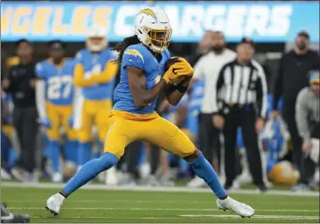  ?? ASHLEY LANDIS — THE ASSOCIATED PRESS ?? Chargers rookie wide receiver Quentin Johnston has 36 receptions for 414 yards and two touchdowns this season.