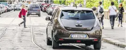  ??  ?? Under new U.S. regulation­s, electric vehicles such as the Nissan Leaf, above, and hybrid vehicles must emit enough noise to be heard by blind pedestrian­s.