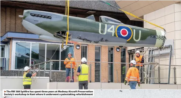  ??  ?? The RW 388 Spitfire has spent three years at Medway Aircraft Preservati­on Society’s workshop in Kent where it underwent a painstakin­g refurbishm­ent