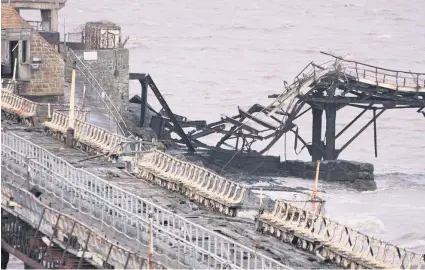  ?? PHOTO: EDDIE R. HANCOCK ?? Crumbling Birnbeck Pier appeared to have suffered more damage during the storm