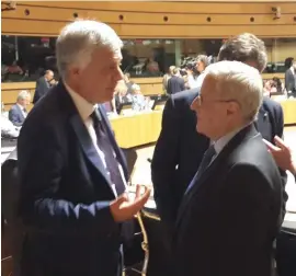  ??  ?? Minister for Sustainabl­e Developmen­t, the Environmen­t and Climate Change, Leo Brincat, meeting the Italian Minister Gian Luca Galletti