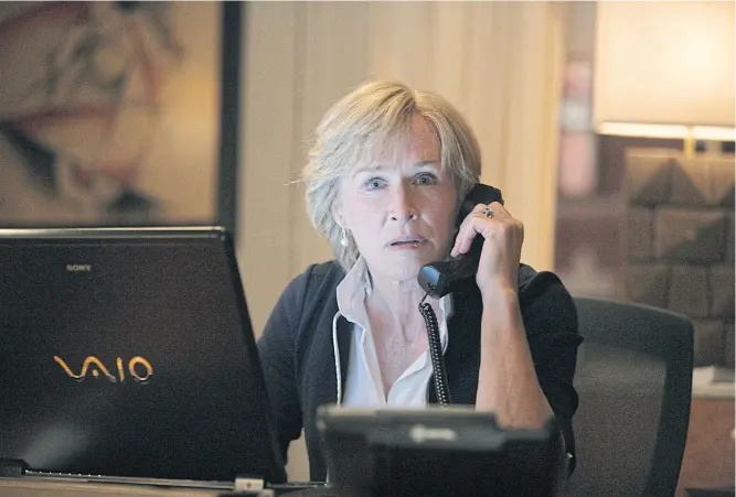  ??  ?? LEGAL EAGLE: Below, Glenn Close as high-powered lawyer Patty Hewes in the FX series ‘Damages’.