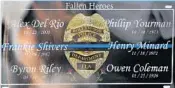  ?? STAFF FILE PHOTO ?? This is the plate for the front of all marked Hollywood police cars honoring the fallen officers.