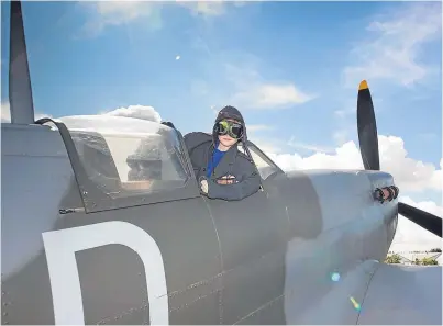  ?? Picture: Paul Reid. ?? Harry Jones, 7, tries out a Spitfire at Montrose Air Station as part of its family open weekend.