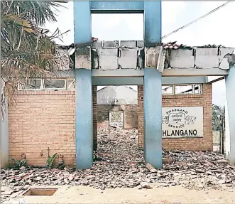  ?? (File pic) ?? The destroyed Nhlangano Library after it was burnt down during the 2021 unrest. The library’s reconstruc­tion phase one will cost E10 million.