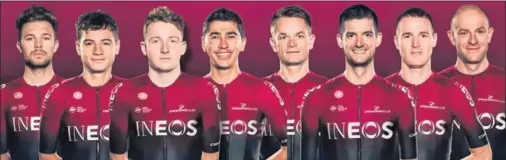  ??  ?? SIN FIGURAS. Poels será el líder de Ineos. Le acompañan Doull, Elissonde, Hart, Henao, Puccio, Stannard y Kiryienka.