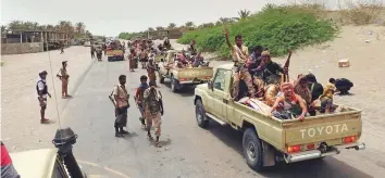  ?? Courtesy: September Net. ?? Military reinforcem­ents on their way to support Yemen’s government troops on the outskirts of Hodeida in preparatio­n for a major attack to liberate the city from Al Houthi militants.