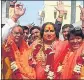  ?? ?? Acharya Mahamandal­eshwar of Kinnar Akhada, Laxmi Narayan Tripathi in Prayagraj.