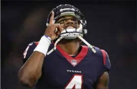  ?? THE ASSOCIATED PRESS FILE ?? Texans quarterbac­k Deshaun Watson may not need much help from above to beat the Browns.