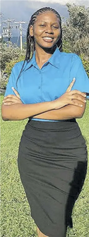  ?? ?? Zantaye Thomas had to wake up as early as 3:00 am everyday for seven years to leave May Pen, Clarendon, sometimes catching up on sleep on the ride into the Corporate Area. She attended Campion College.