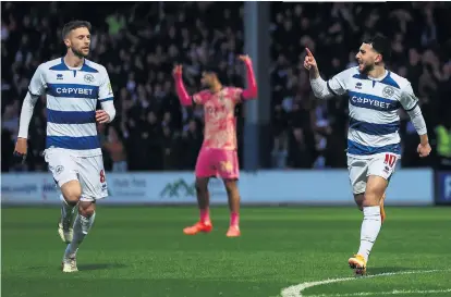  ?? ANDREW FOSKER/SHUTTERSTO­CK ?? Ilias Chair (right) shows his delight after giving QPR the early advantage