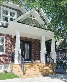  ??  ?? BEFORE: The front of the home prior to renovation, left. AFTER: The newly renovated front porch, right, now serves as the main entrance to the home with space to sit outside.