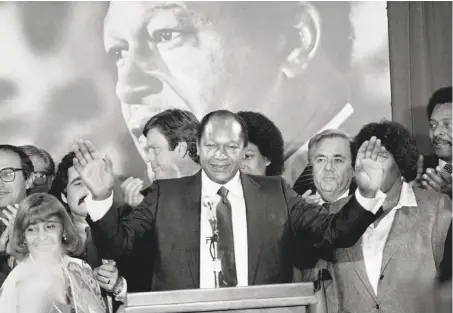  ?? Associated Press 1982 ?? Los Angeles Mayor Tom Bradley on Nov. 3, 1982, in the hours before his close loss to George Deukmejian in the governor’s race.