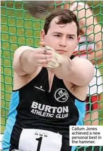  ??  ?? Callum Jones achieved a new personal best in the hammer.