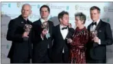  ?? AP ?? Director Martin McDonagh, producer Peter Czernin, actors Sam Rockwell, Frances McDormand and producer Graham Broadbent pose with their awards for
at the BAFTA 2018 Awards in London on Sunday.