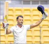  ?? PTI ?? Saurashtra's Sheldon Jackson celebrates his century against Karnataka on Day Three of their semi-final in Bengaluru.