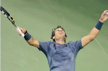  ?? EMMANUEL DUNAND/AFP/GETTY IMAGES ?? Rafael Nadal reacts after defeating Serbia’s Novak Djokovic in the men’s singles final of the 2013 U.S. Open in New York.