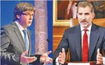  ?? AFP/LLUIS GENE AFP/CASA REAL/FRANCISCO GOMEZ ?? Dirigente Carles Puigdemont criticou ontem o discurso do rei Felipe VI