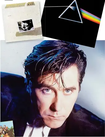  ??  ?? cover boy: Bryan Ferry ‘invented a dream’ and turned it into a Roxy Music cover. Inset, Sgt. Pepper’s, Dark Side Of The Moon and Tusk