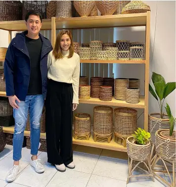  ?? Paolo Sazon and Angela Aquino started The Leaf Market PH featuring pots interwoven into baskets, planters, and multi-purpose baskets. (Photos by Charlene A. Cayabyab) ??