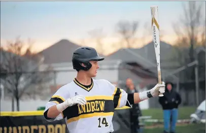  ?? PHOTOS PROVIDED BY ANDREW BASEBALL ?? Before heading to Northweste­rn to play football, senior catcher Joe DeHaan was looking forward to one final season of playing baseball at Andrew for his father Dave.