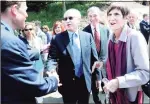  ?? Hearst Connecticu­t Media file photo ?? Former Alexion CEO Leonard Bell, center, in 2013 with U.S. Sen. Richard Blumenthal, D-Conn., and U.S. Rep. Rosa DeLauro, D-3rd.