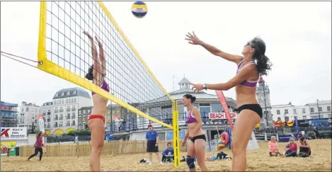  ?? Picture: Tony Flashman FM2765423/FM3968565 ?? Ashford could have hosted high-level beach volleyball tournament­s, like these which Margate has enjoyed for years
