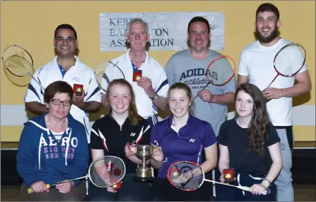  ??  ?? The Killarney team that competed in and won the Division 5 Mixed League Final in Ballyheigu­e Community Centre recently. Front, l/r: Peggy Horan, County Secretary, Elina Galvin, Jessica Galvin and Leah Kelly. Back, l/r: Navroop Johnson, John O’Hallorn, John O’Keeffe and Diam Fitzgerald