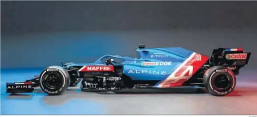  ?? ALPINE ?? La imagen del nuevo bólido de Alpine que pilotará Fernando Alonso durante la próxima temporada.