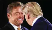  ?? ASSOCIATED PRESS ?? President Donald Trump greets U.S. Sen. Dean Heller at the Nevada GOP Convention at Suncoast Hotel and Casino in Las Vegas on Saturday.