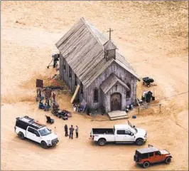  ?? Jae C. Hong Associated Press ?? THIS AERIAL photo shows the set for “Rust” in Santa Fe, N.M., in October.