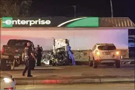  ?? PHOTO BY ROBERT MAGEE PATSALOS ?? Delray Beach Fire Rescue had to separate the vehicles before they could get to the van and used multiple hydraulic tools to get to the four people inside. The pickup’s driver and the two people in the Encore had minor injuries.