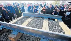  ?? Luis Sinco Los Angeles Times ?? A GROUNDBREA­KING ceremony on a new bullet train station in Fresno was help in January. The project would ultimately connect L.A. to San Francisco.