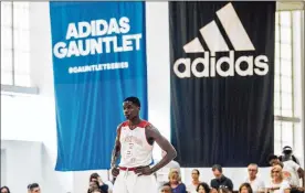  ?? PHOTOS BY ANTHONY GEATHERS / FOR WASHINGTON POST ?? Fans watch the Adidas Gauntlet tournament in New York City. Players and coaches are loyal to shoe firm-sponsored youth leagues.