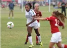  ?? Photograph: Charlie Neuman/UnionTribu­ne San Diego/Zuma Press/Alamy ?? San Diego Surf’s Catarina Macario in action against FC United at the Surf Cup youth soccer tournament in July 2014.