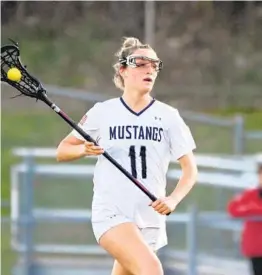  ?? BRIAN KRISTA/BALTIMORE SUN MEDIA ?? Marriotts Ridge junior Maisy Clevenger leads the Mustangs through nine games with 41 points (30 goals, 11 assists).
